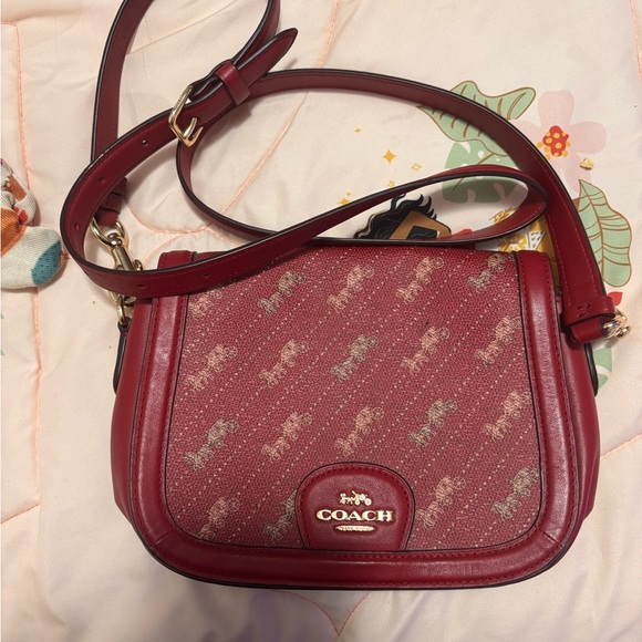 Coach Handbags - Coach Red Patterned Crossbody Bag